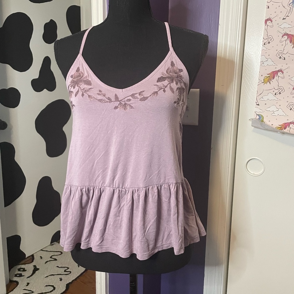Embroidered Mauve Tank Top